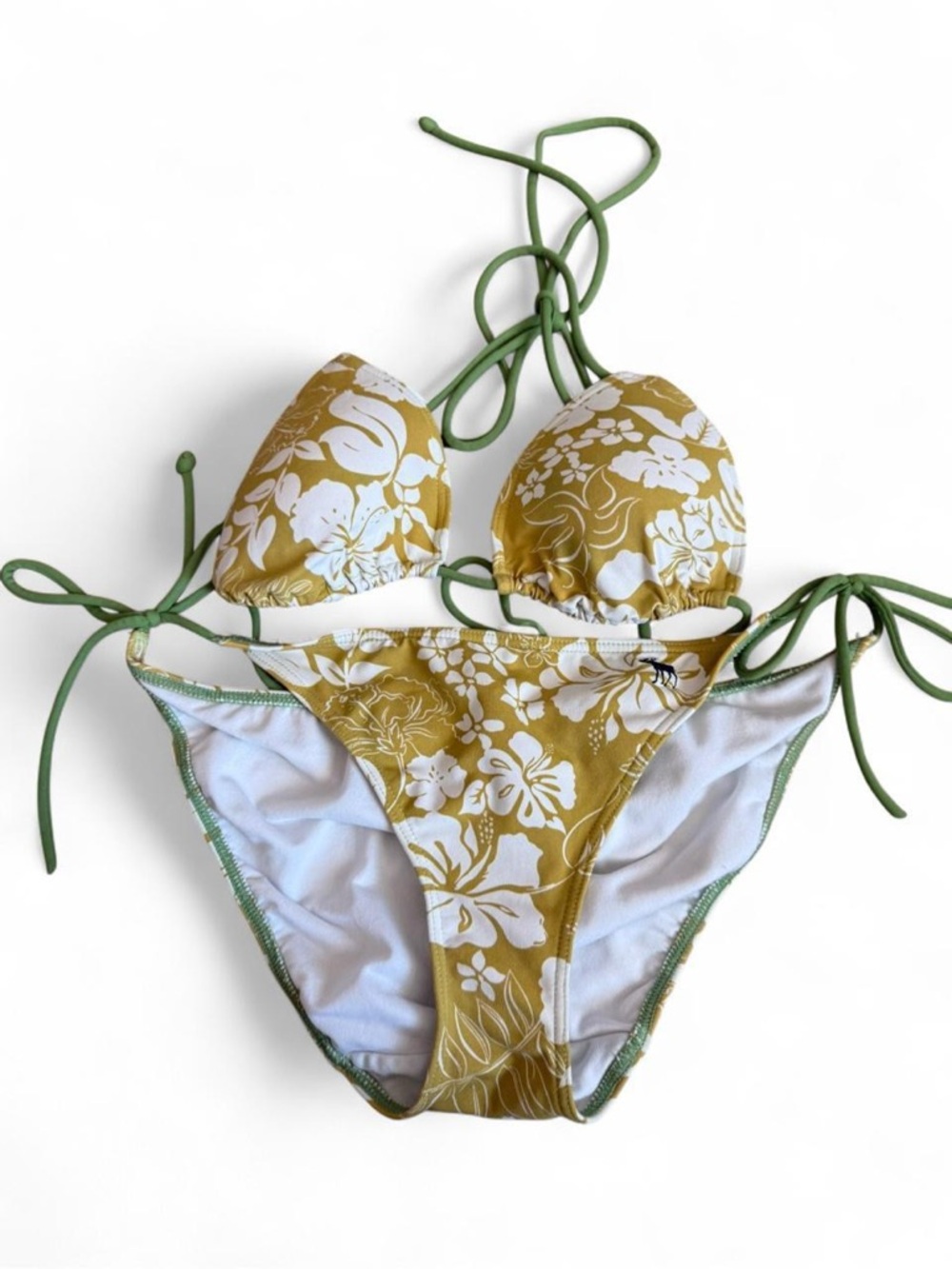 Vintage Abercrombie & Fitch Floral Bikini Set – Green & Yellow Hawaiian Print